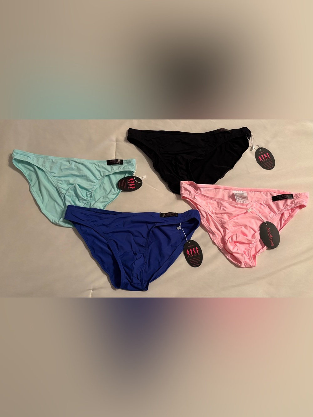 NWT 4-Pack Men’s Bikini Bottoms in Black, Pink, Blue & Mint